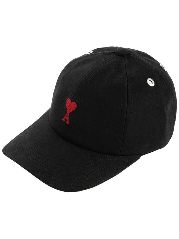 Embroidered Heart Logo Ball Cap Black - AMI - BALAAN 2