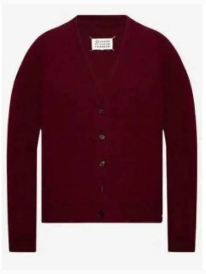 Signature Stitch V-neck Wool Cardigan Burgundy - MAISON MARGIELA - BALAAN 2