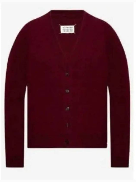 Signature Stitch V-neck Wool Cardigan Burgundy - MAISON MARGIELA - BALAAN 2