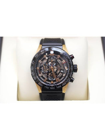 Carrera Heuer 01 Rose Gold Rubber Band Watch 45mm CAR2A5A - TAG HEUER - BALAAN 1