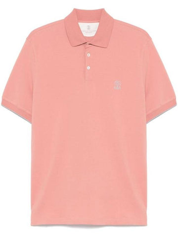 Logo Short Sleeve Polo Shirt Peach Pink - BRUNELLO CUCINELLI - BALAAN 1