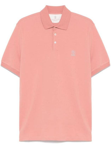 Logo Short Sleeve Polo Shirt Peach Pink - BRUNELLO CUCINELLI - BALAAN 1