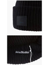 Face Patch Ribbed Wool Beanie Black - ACNE STUDIOS - BALAAN 4