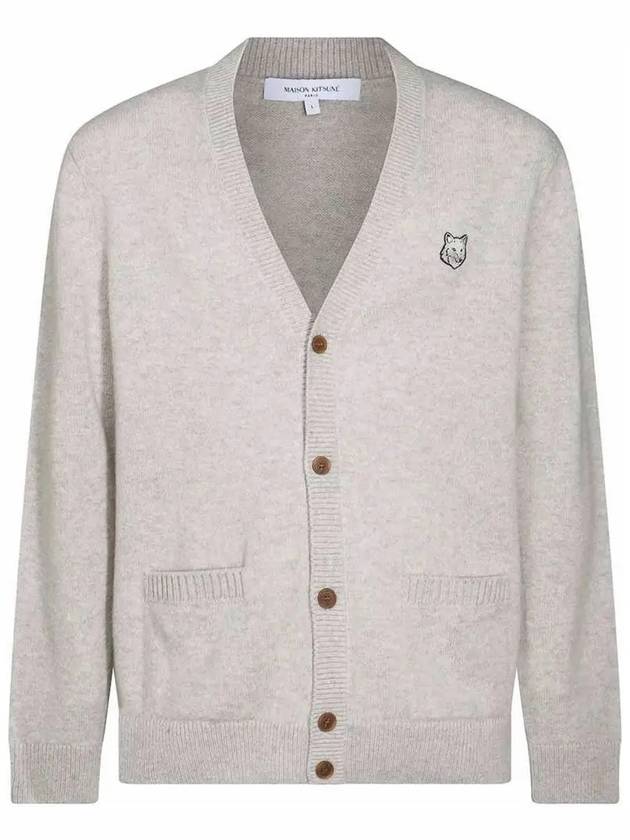 Bold Fox Head Patch Regular Lambswool Cardigan Light Grey - MAISON KITSUNE - BALAAN 2