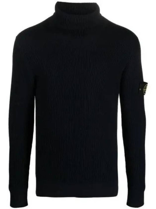 Men's Logo Patch Turtleneck Navy - STONE ISLAND - BALAAN 2