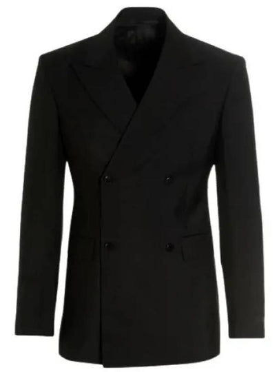 Double Breasted Mohair Wool Jacket Black - PRADA - BALAAN 2