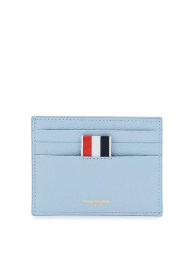 Pebble Calfskin 4-Bar Applique Note Card Wallet Blue - THOM BROWNE - BALAAN 1