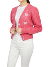 Embroidered Butterfly Pointel Alpaca Cardigan Pink - ALESSANDRA RICH - BALAAN 6