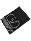 V Logo Jacquard Muffler Black - VALENTINO - BALAAN 3