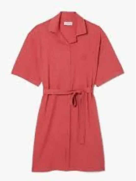 Women s linen blend open collar shirt dress Lightbrick 1280192 - LACOSTE - BALAAN 1