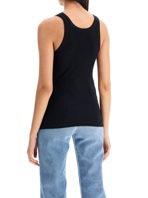 Women's Curved Ribbed Cotton Sleeveless Black - TOTEME - BALAAN 4