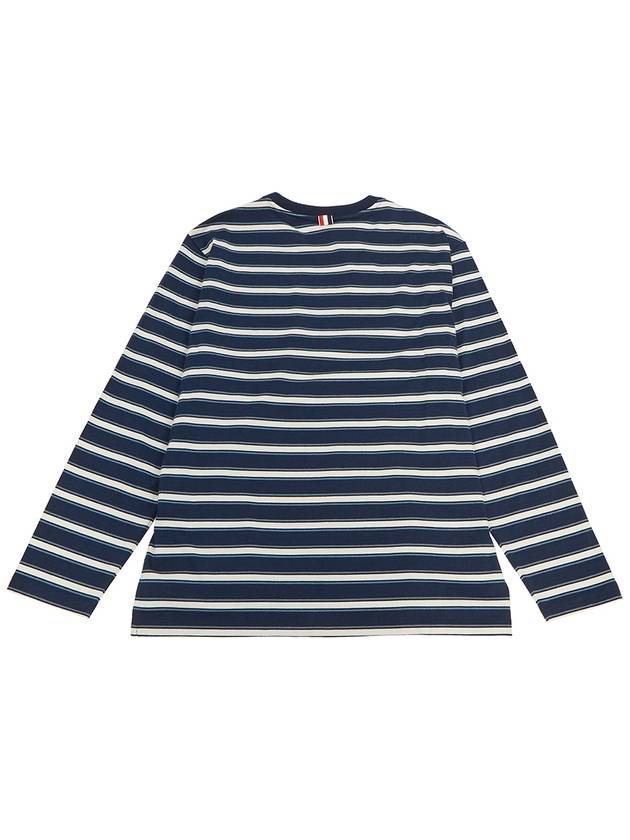 Stripe Jersey Oversized Long Sleeve T-Shirt Navy - THOM BROWNE - BALAAN 3