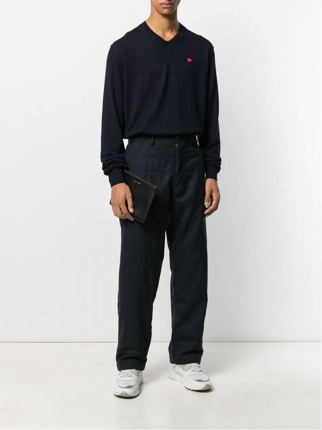 Play Men's Little Red Heart V-neck Knit Top Navy - COMME DES GARCONS - BALAAN 6