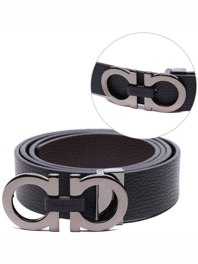 Reversible Gancini Belt Black Hickory - SALVATORE FERRAGAMO - BALAAN 2