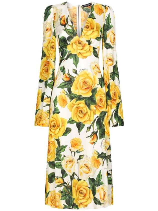 Rose Print Midi Dress F6CQETFS8C3 - DOLCE&GABBANA - BALAAN 1