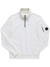 Men's Lens Wappen Fleece Half Zip Up Sweatshirt White - CP COMPANY - BALAAN 6