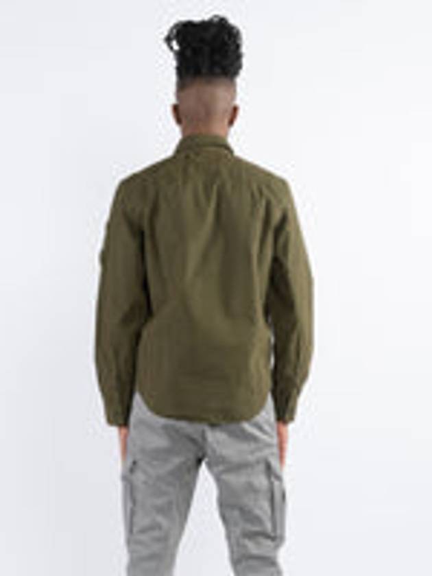 Lens Wappen Gabardine Overshirt Zip Up Jacket Ivy Green - CP COMPANY - BALAAN 7