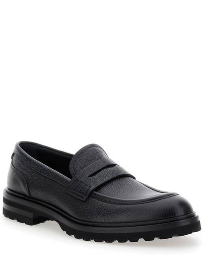 'Altavilla' Black Loafers With Dg Logo On The Heel In Brushed Leather Man - DOLCE&GABBANA - BALAAN 2