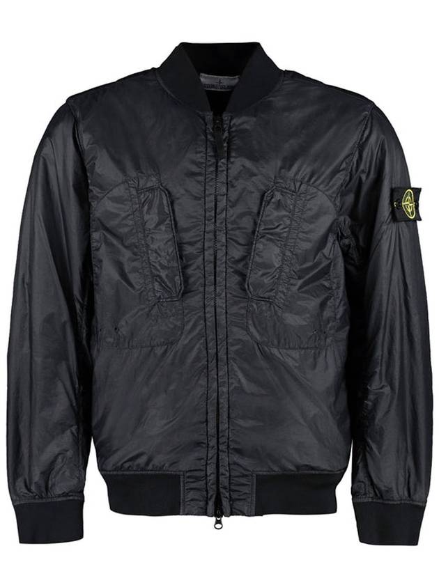 Logo Patch Bomber Jacket Black - STONE ISLAND - BALAAN 2