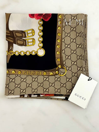 GG Flower Square Silk Scarf - GUCCI - BALAAN 2