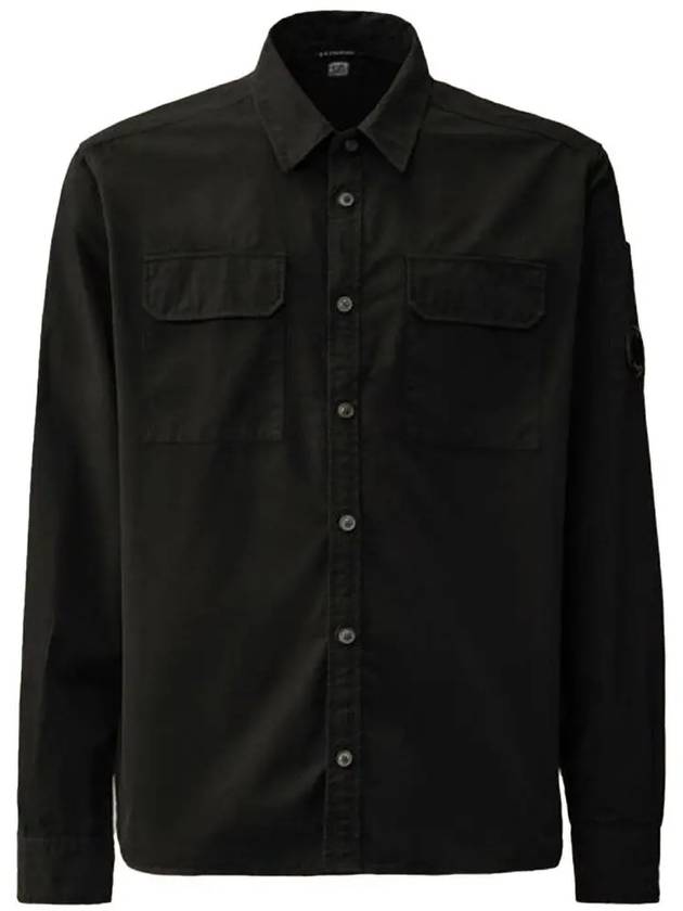 Organic Gabardine Buttoned Lens Long Slevee Shirt Black - CP COMPANY - BALAAN 2