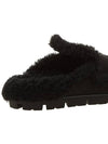 Women's Triangle Logo Shearling Lining Slippers Black - PRADA - BALAAN 11