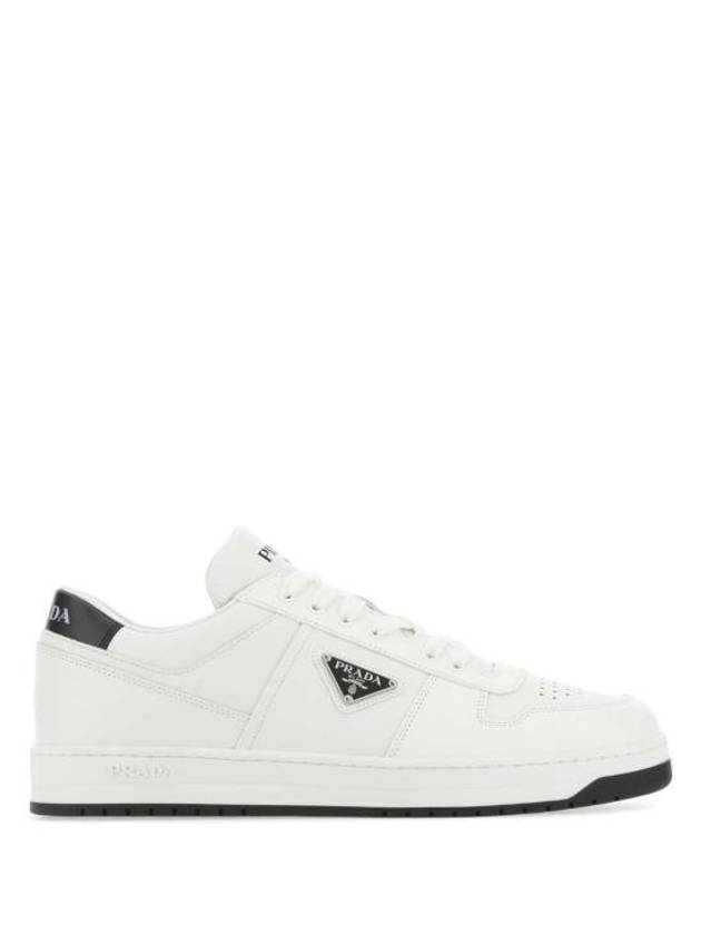 Downtown Triagle Logo Leather Low Top Sneakers White - PRADA - BALAAN 2