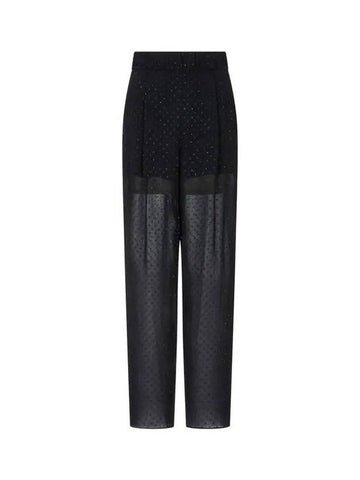 Women s One Tuck Glitter Easy Pants Black - EMPORIO ARMANI - BALAAN 1