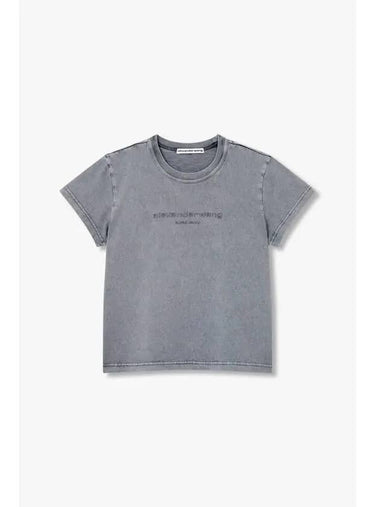 Embo Logo Shrunken T Shirt Gray - ALEXANDER WANG - BALAAN 1