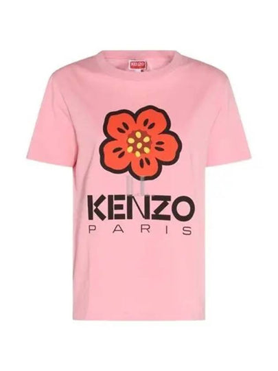 Women's Boke Flower Loose Fit Cotton Short Sleeve T-Shirt Pink - KENZO - BALAAN 2