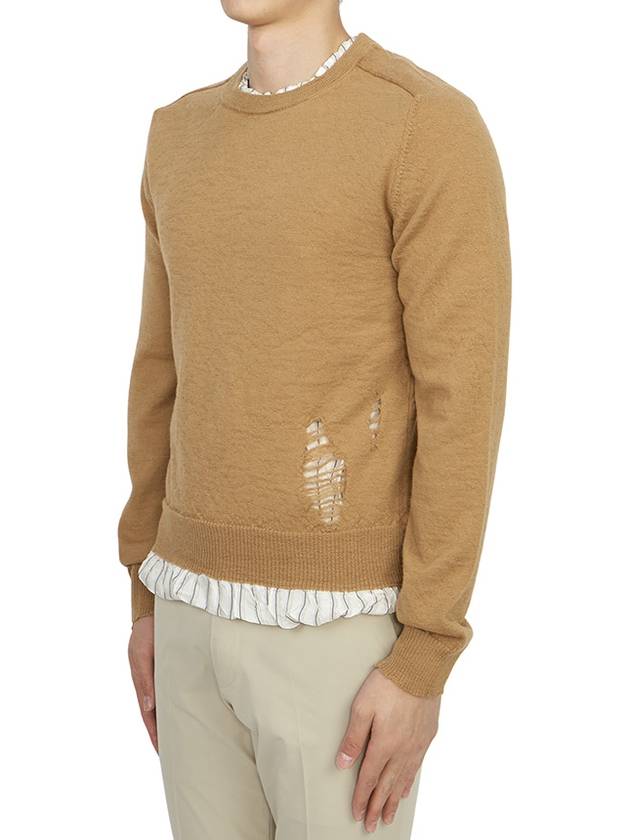 Distressed Layered Wool Knit Top Camel - MAISON MARGIELA - BALAAN 3