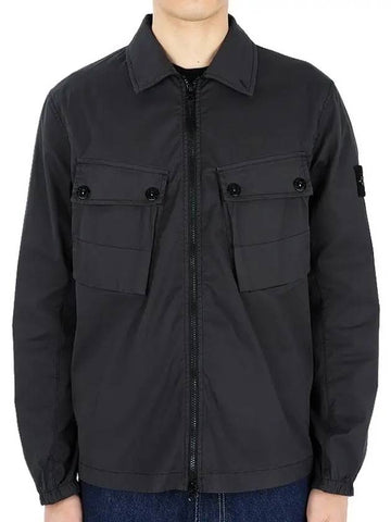 Men's Wappen Patch Two-Pocket Overshirt Zip-Up Jacket Dark Grey - STONE ISLAND - BALAAN 1