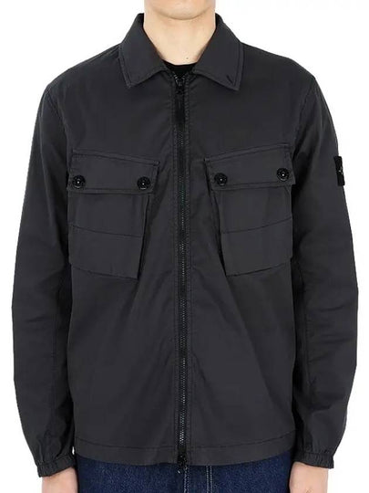 Men's Wappen Patch Two-Pocket Overshirt Zip-Up Jacket Dark Grey - STONE ISLAND - BALAAN 2