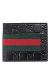 GG Signature Web Leather Half Wallet Black - GUCCI - BALAAN 2