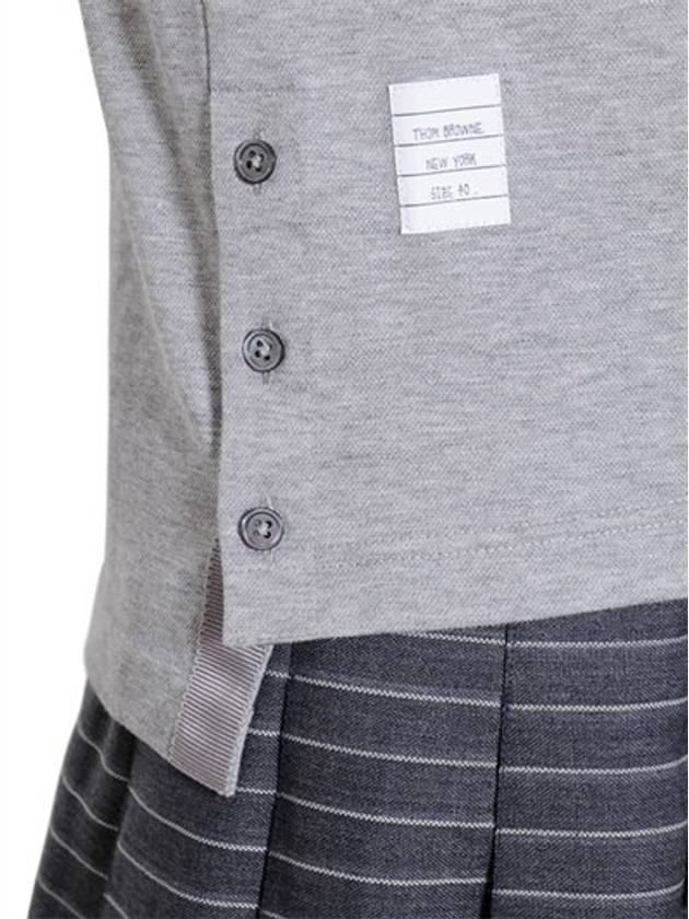 Pique Cotton Polo Shirt Grey - THOM BROWNE - BALAAN 4