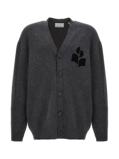 Curtis Logo Intarsia Knitted Cardigan Anthracite - ISABEL MARANT - BALAAN 2