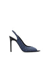 Monogram Jacquard Slingback Heels Blue - SAINT LAURENT - BALAAN 2