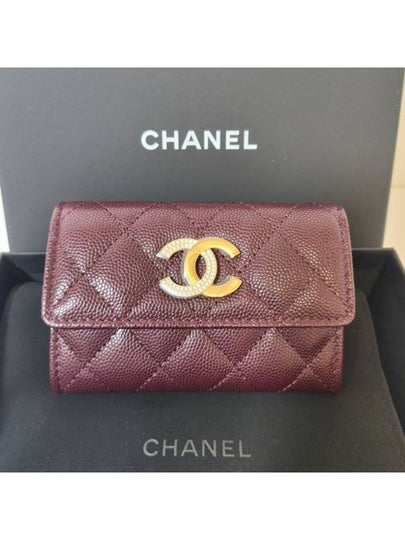 Logo Flap Calfskin Card Wallet Burgundy - CHANEL - BALAAN 2