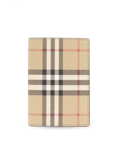 Checked Leather Passport Wallet Beige - BURBERRY - BALAAN 2