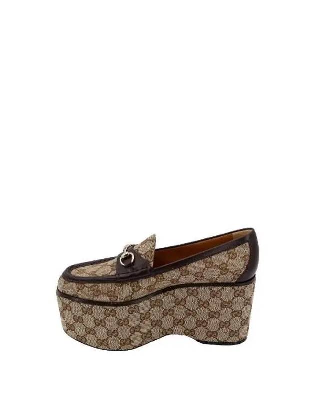 Women's Horsebit Platform Loafer Beige Ebony - GUCCI - BALAAN 3