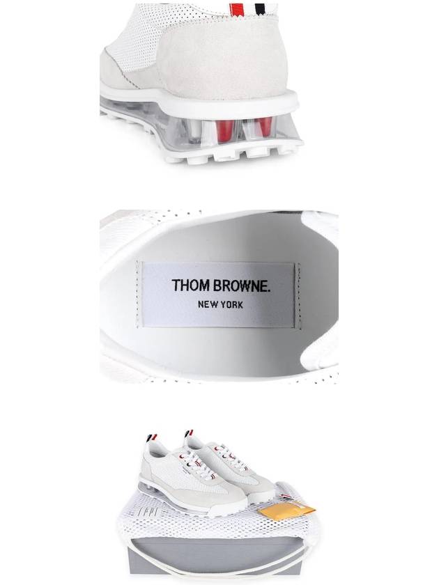 Vitello Calf Leather Clear Sole Tech Runner Sneakers White - THOM BROWNE - BALAAN 6