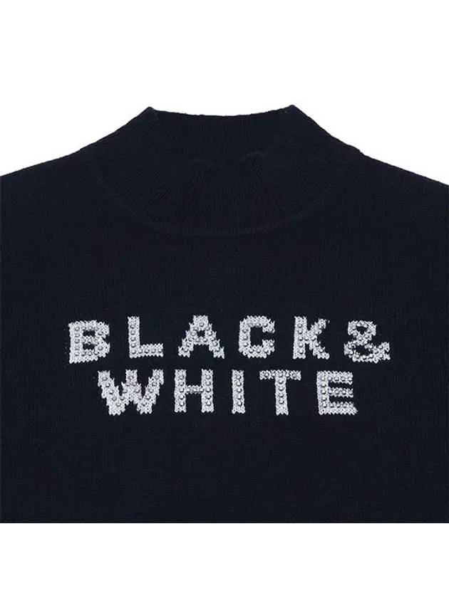 Women s Hotfix Logo High Neck Sweater 2634LXKW NAVY - BLACK&WHITE - BALAAN 4