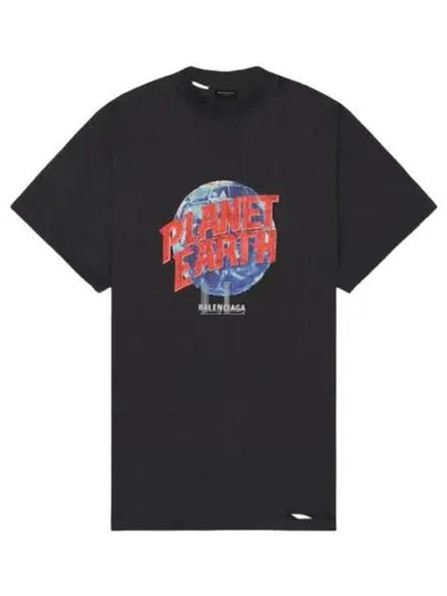 Planet Earth Oversized Short Sleeve T-Shirt Black - BALENCIAGA - BALAAN 2