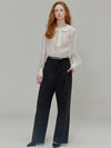 Ribbon cotton two tuck wide pants_Black - OPENING SUNSHINE - BALAAN 4