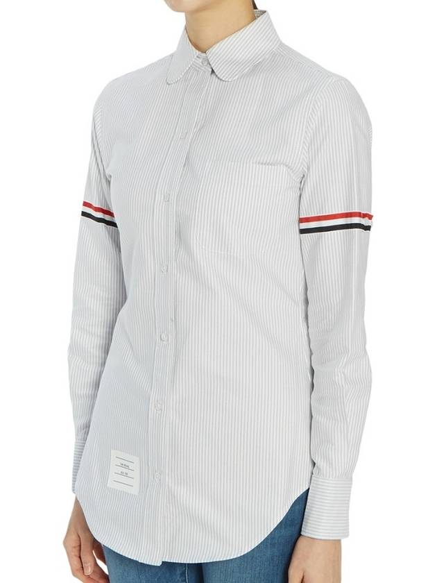 Women's Armband University Striped Oxford Shirt Medium Grey - THOM BROWNE - BALAAN 5