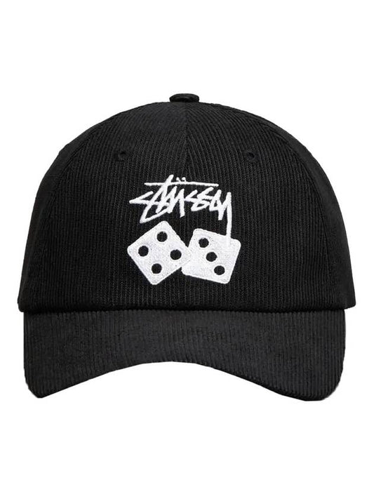 Two Dice Corduroy Low Pro Ball Cap Black - STUSSY - BALAAN 1