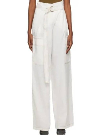 Slogan Belt Linen Wide Pants White - MAX MARA - BALAAN 2