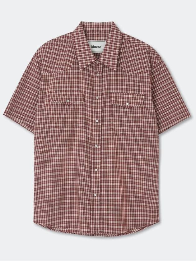 Western Checked Pattern Shirt_Burgundy - KINETO - BALAAN 3