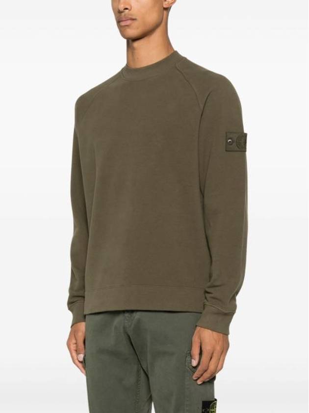 Logo Patch Stretch Cotton Hoodie Green - STONE ISLAND - BALAAN 5