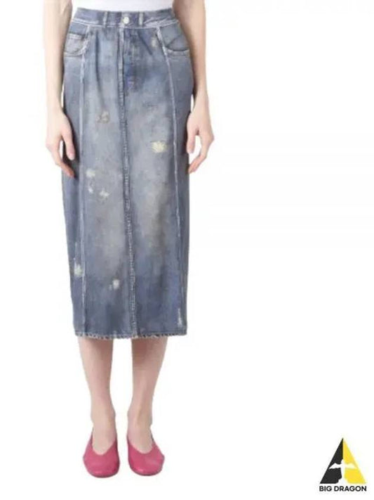 Print Rib Cotton Denim H-Line Skirt Blue - ACNE STUDIOS - BALAAN 2